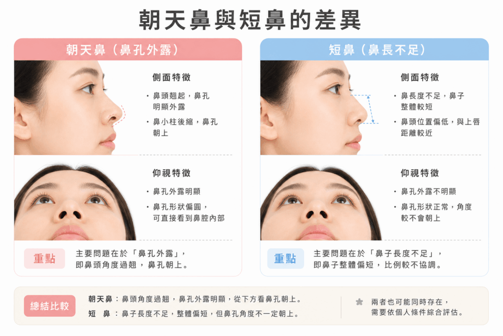 朝天鼻與短鼻的差異