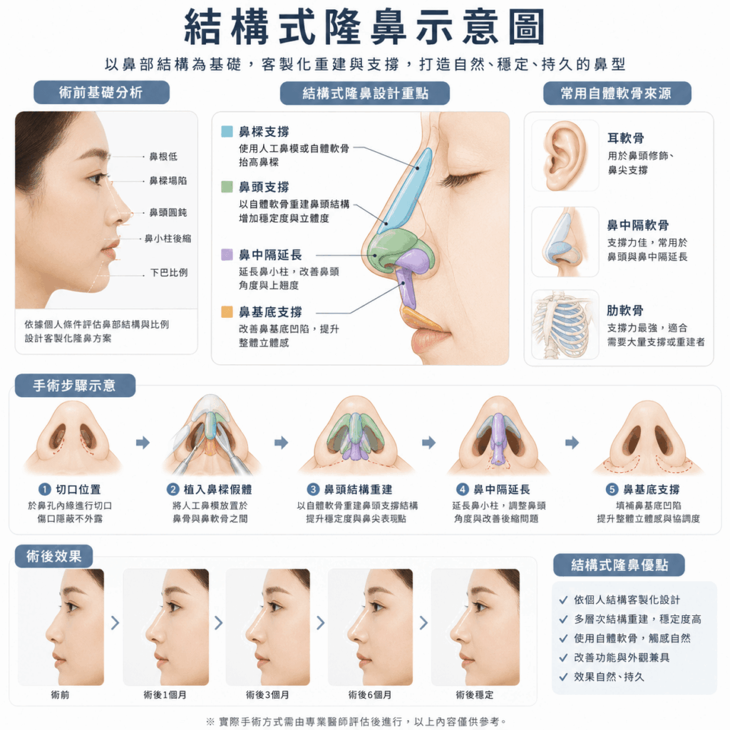 結構式隆鼻示意圖